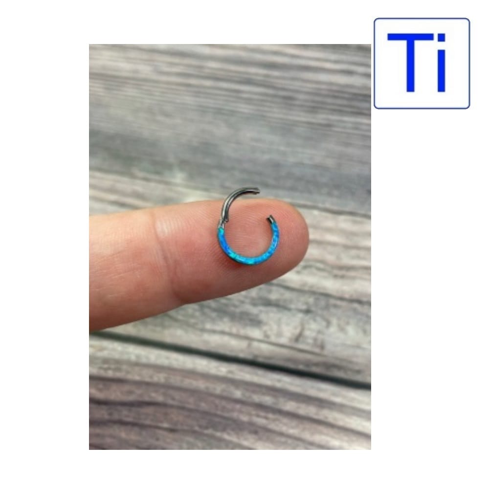 Anella Titanio chiusura a Click con OPALE - Lato frontale - immagine 2